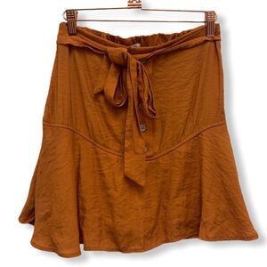 Harper Button Front Tie Waist Ruffled Mini Skirt Small